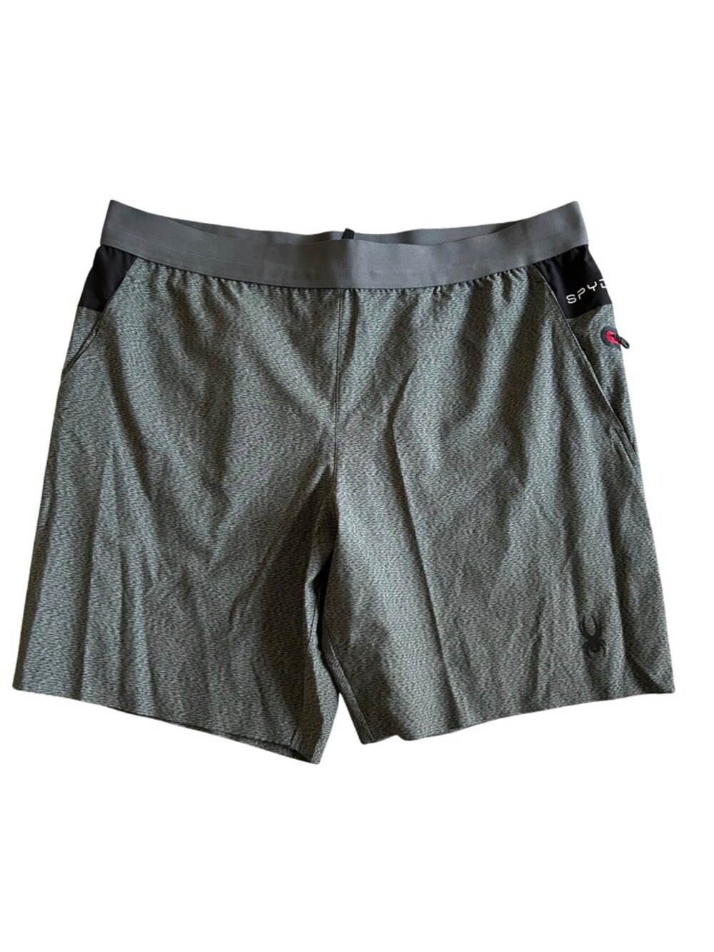 Spyder Active Men's Sz XXL Performance Shorts Gray & Black With Zipper Pocket